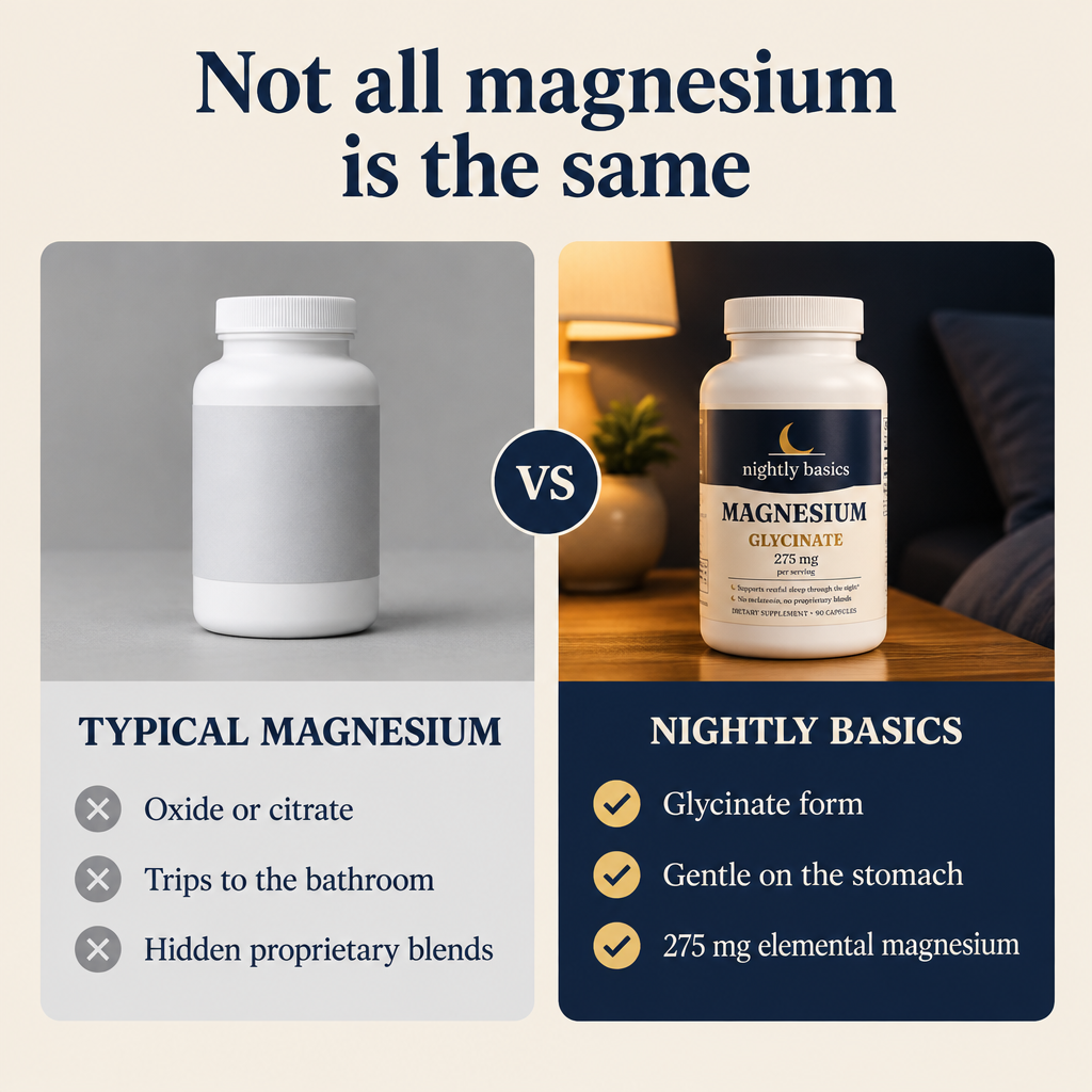 Typical magnesium vs Nightly Basics magnesium glycinate